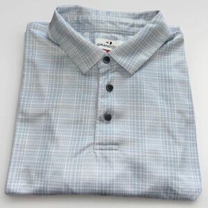Grand Slam Athletic Golf Polo Shirt Blue/White Plaid Men's Size Large Wicking
